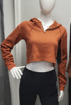 Rust Colored Cropped Top with Hood